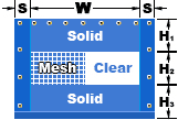 Solid-Mesh/Clear-Solid-Sides Curtain